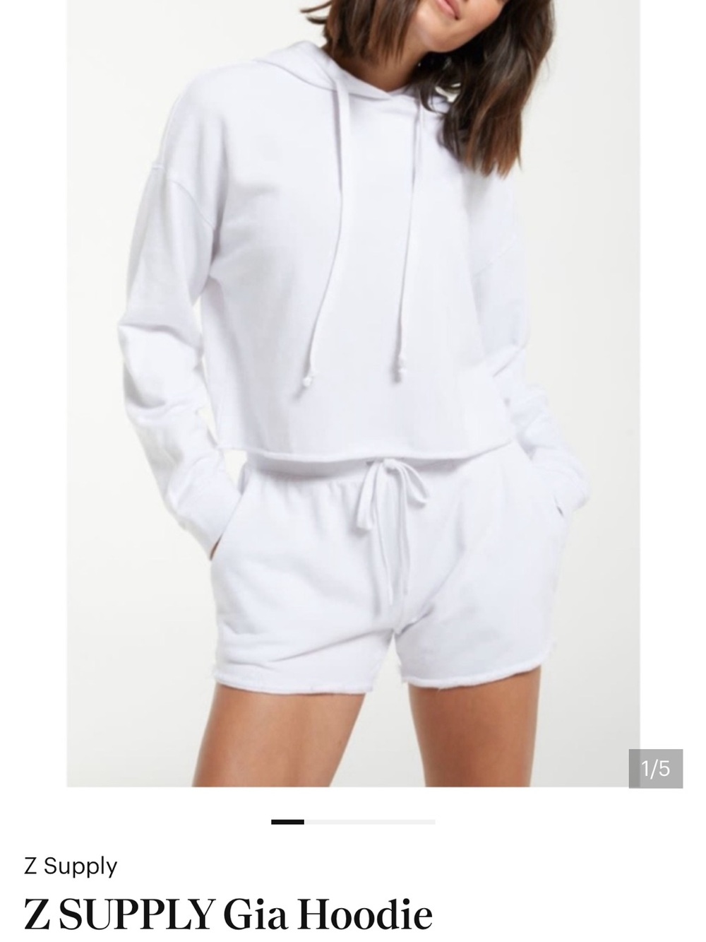 Z SUPPLY White Gia Cropped Hoodie and shorts